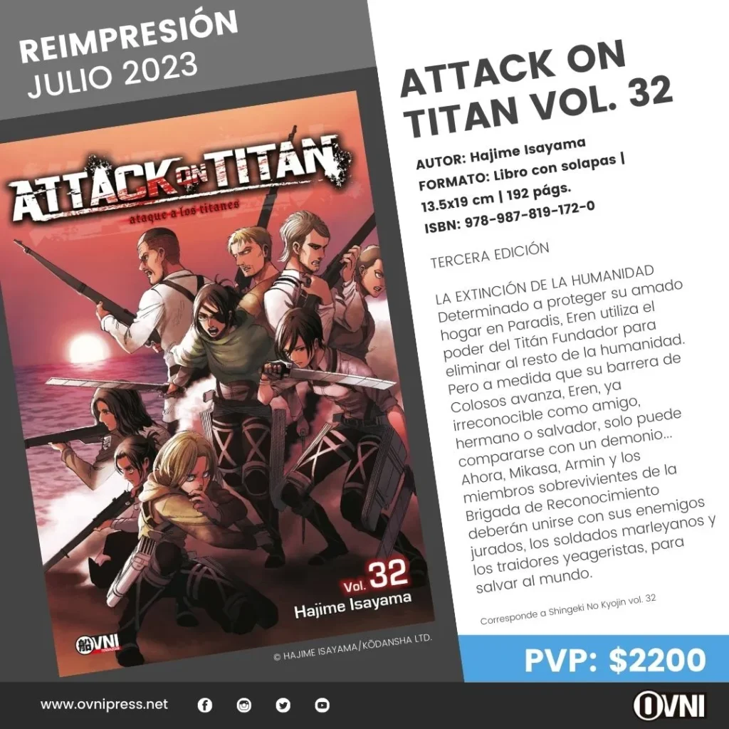 Anuncio Reedicion Attack On Titan Vol 32
