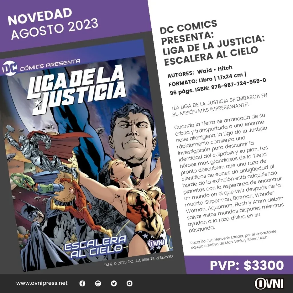 Anuncio DC Comics Presenta Liga de la Justicia Escalera al Cielo