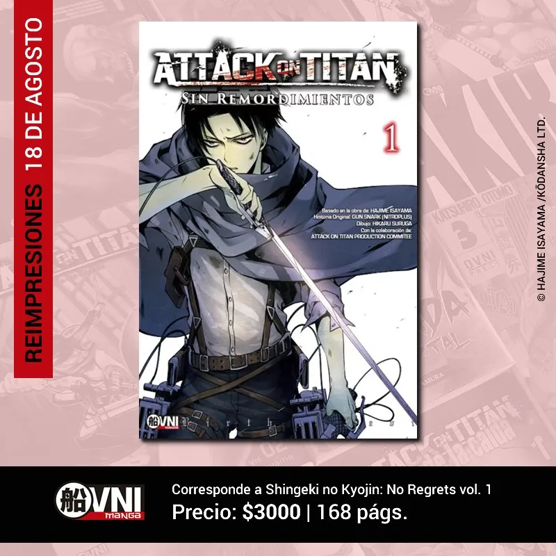 Lanzamiento Reedicion Attack on Titan Sin Remordimientos