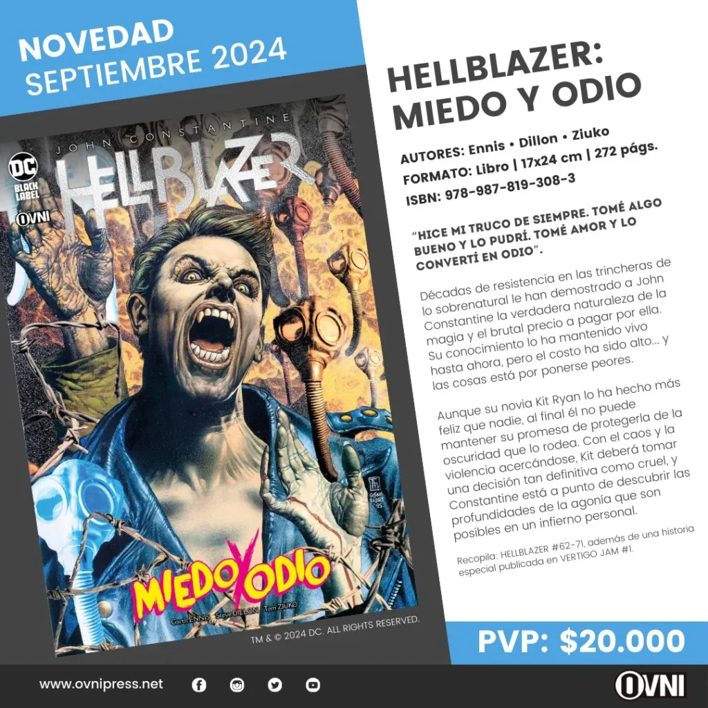 Anuncio Hellblazer Vol. 4 Miedo y Odio