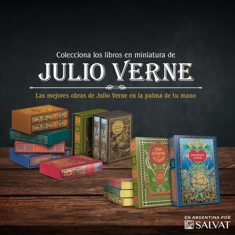 Colección Minilibros Julio Verne - Ediciones en miniatura con lomo dorado y diseño clásico en Argentina.