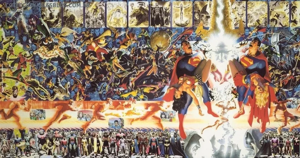 Crisis en Tierras Infinitas es un cómic que fue publicado por ECC en Argentina en 2014, pero su edición original fue en 1985 por DC Cómics, el cual ha cambiado el universo de DC con la destrucción de varios universos.