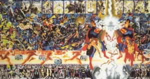 Crisis en Tierras Infinitas es un cómic que fue publicado por ECC en Argentina en 2014, pero su edición original fue en 1985 por DC Cómics, el cual ha cambiado el universo de DC con la destrucción de varios universos.